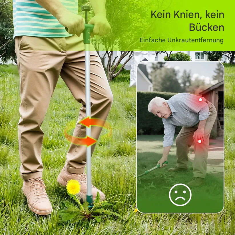 Unkrautstecher mit 3-Krallen-System – Ergonomischer Unkrautzieher aus Edelstahl mit