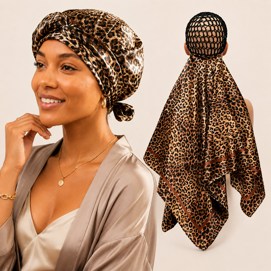 2-in-1 Hair Net & Satin Scarf Bonnet ¨C Multi-Way Styling