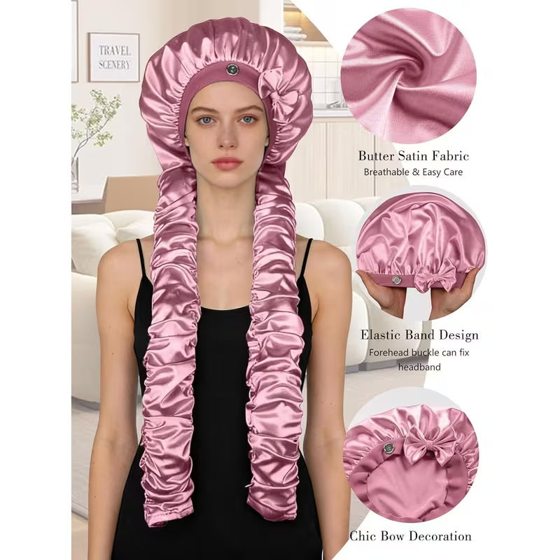 2-in-1 Heatless Curling Wrap Bonnet ¨C Satin Sleep Cap for Effortless Curls & Hair Protection