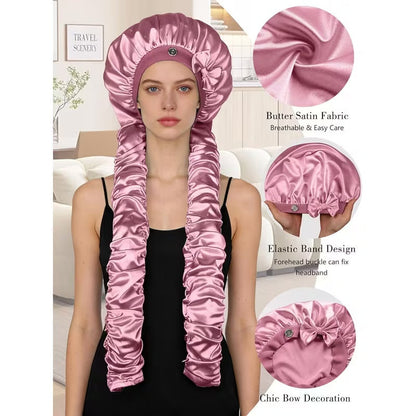 2-in-1 Heatless Curling Wrap Bonnet ¨C Satin Sleep Cap for Effortless Curls & Hair Protection