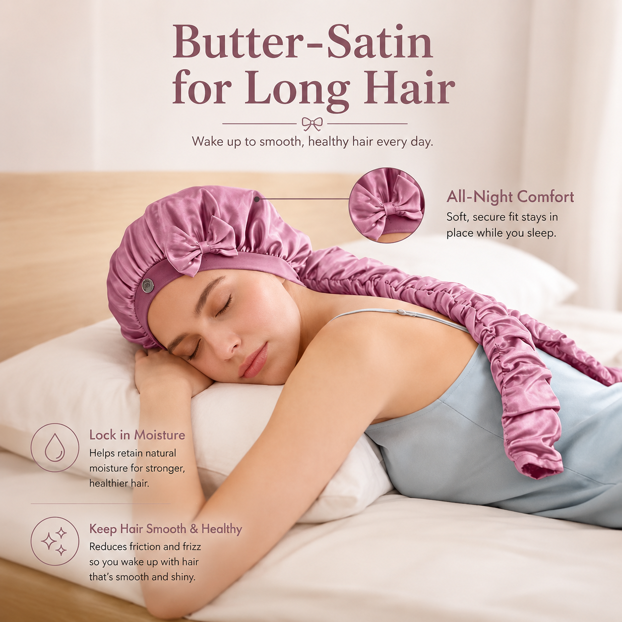 2-in-1 Heatless Curling Wrap Bonnet ¨C Satin Sleep Cap for Effortless Curls & Hair Protection