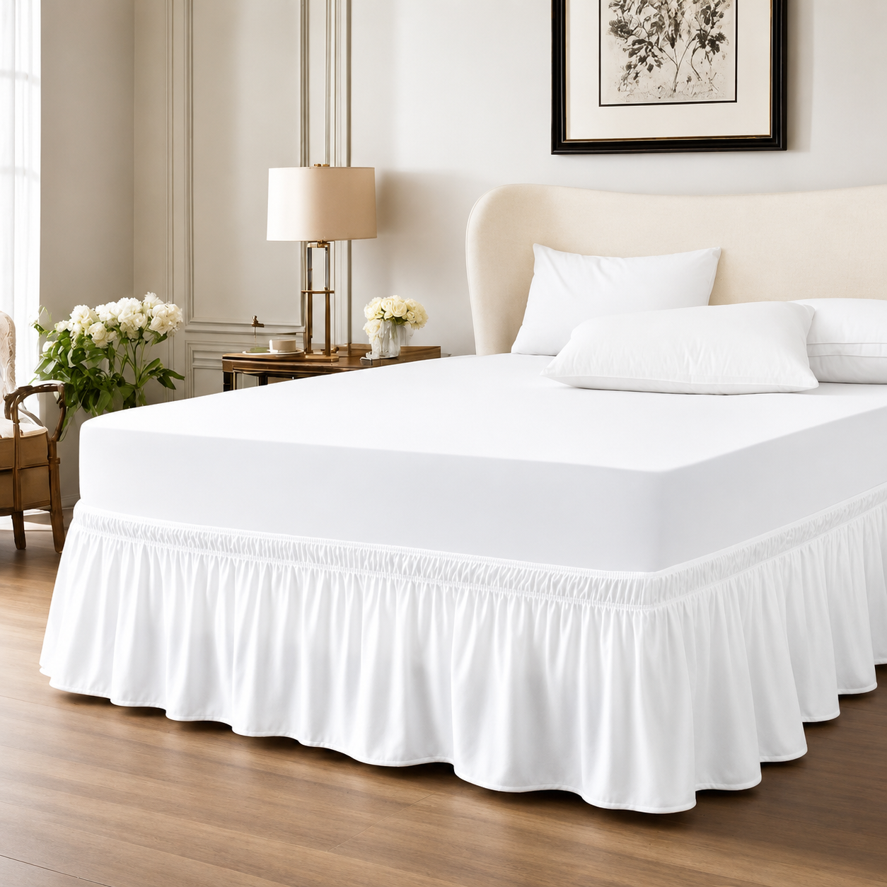 Wrap around Dust Ruffle Bed Skirt