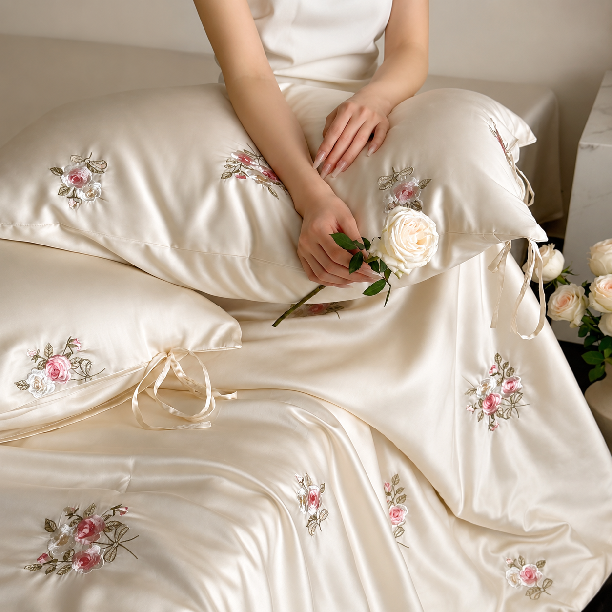 Luxury Cooling Silk Comforter Set