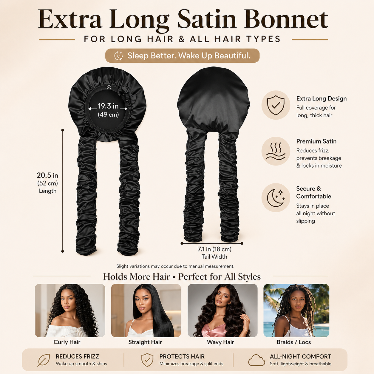 2-in-1 Heatless Curling Wrap Bonnet ¨C Satin Sleep Cap for Effortless Curls & Hair Protection