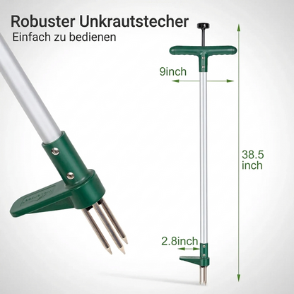 Unkrautstecher mit 3-Krallen-System – Ergonomischer Unkrautzieher aus Edelstahl mit