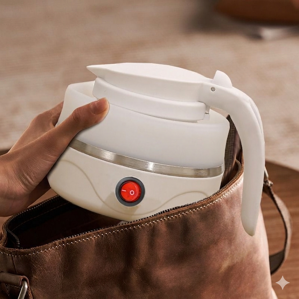 Faltbarer Reise-Wasserkocher aus Silikon – 600ml Schnellsiedefunktion & Ultra-Kompaktes Design (BPA-frei, ideal für Camping, Hotel und Büro)