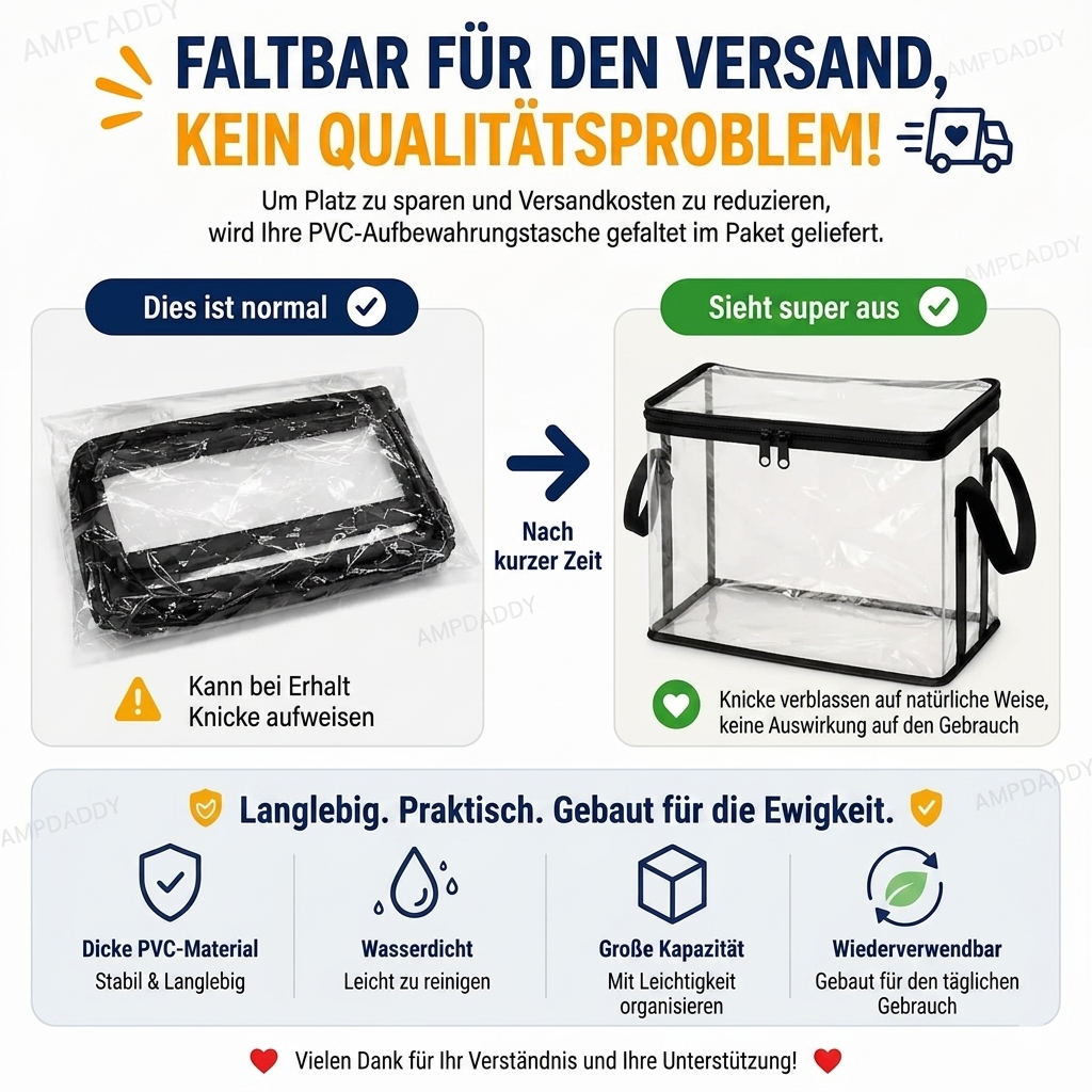 Transparente PVC-Aufbewahrungsboxen mit Griffen – für Bücher, Spielzeug, Medien & Organisation