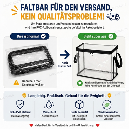 Transparente PVC-Aufbewahrungsboxen mit Griffen – für Bücher, Spielzeug, Medien & Organisation