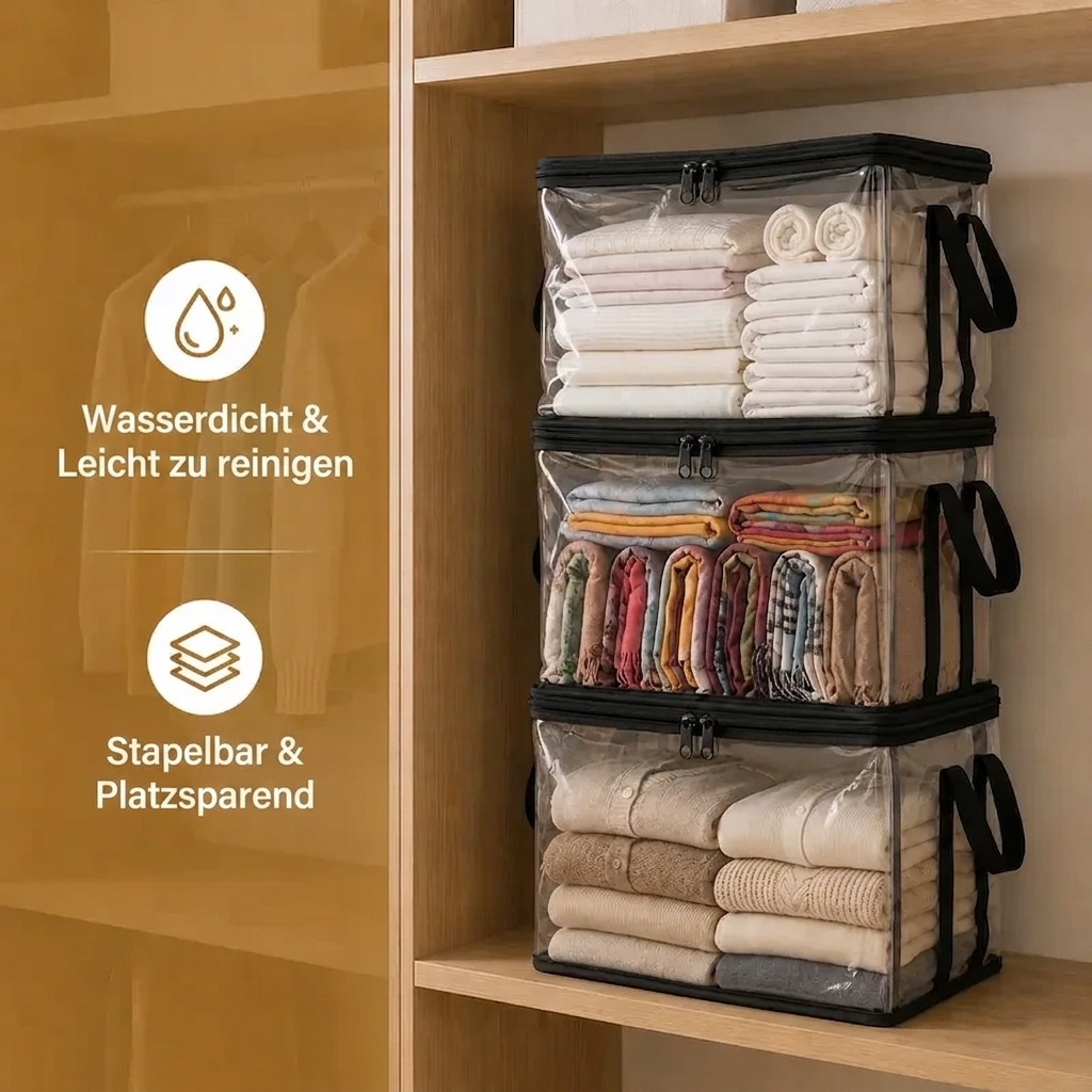 Transparente PVC-Aufbewahrungsboxen mit Griffen – für Bücher, Spielzeug, Medien & Organisation