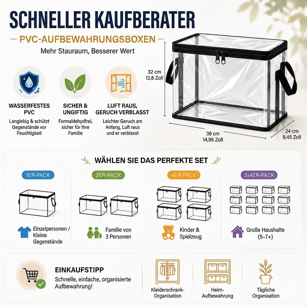 Transparente PVC-Aufbewahrungsboxen mit Griffen – für Bücher, Spielzeug, Medien & Organisation