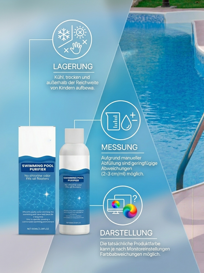 Kristallklarer Pool-Reiniger (100ml) – Hochwirksame Algen- & Bakterienentfernung ohne stechenden Chlorgeruch