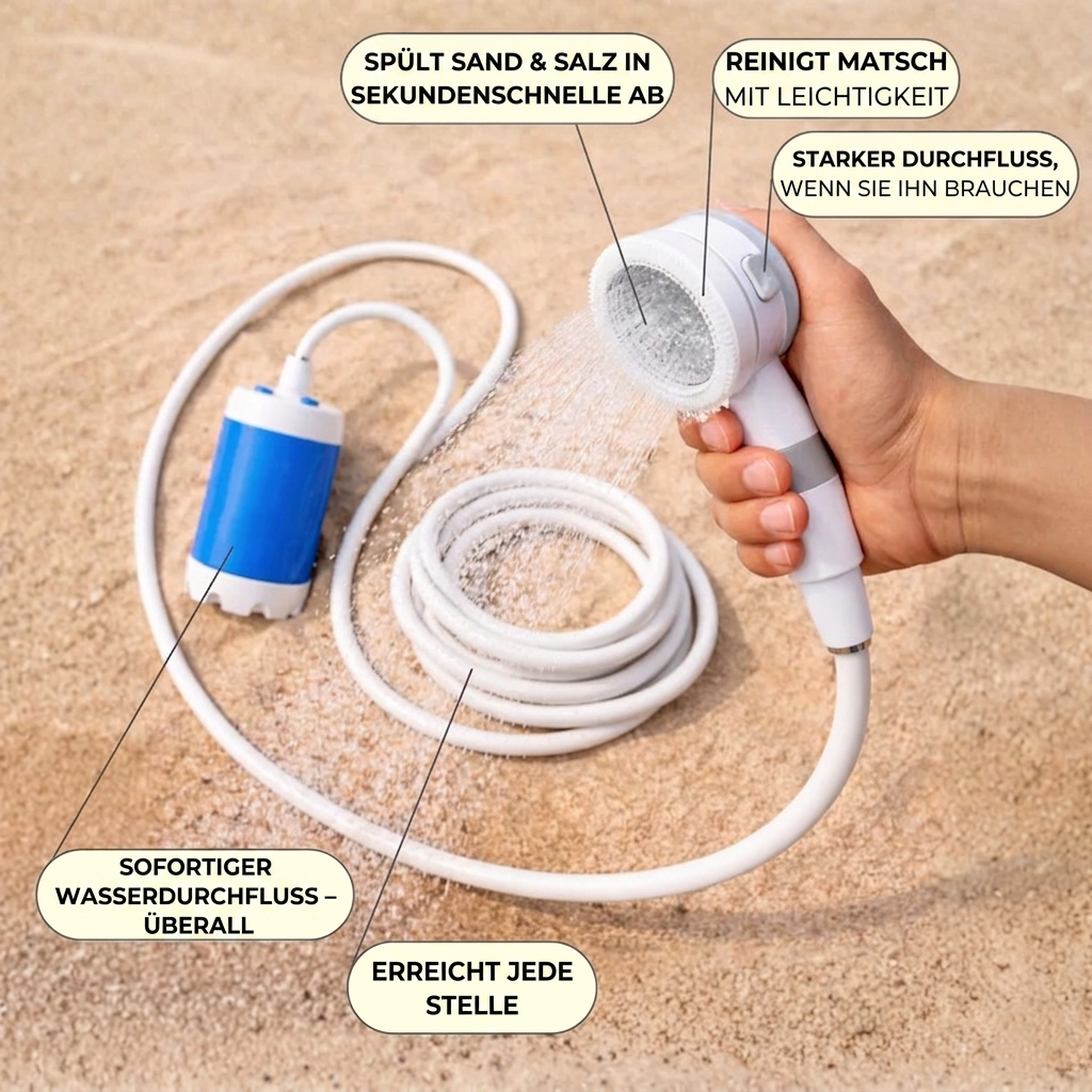 Mobiles Outdoor-Duschsystem Pro – Akkubetrieben & Kompakt | Überall Duschen ohne festen Wasseranschluss