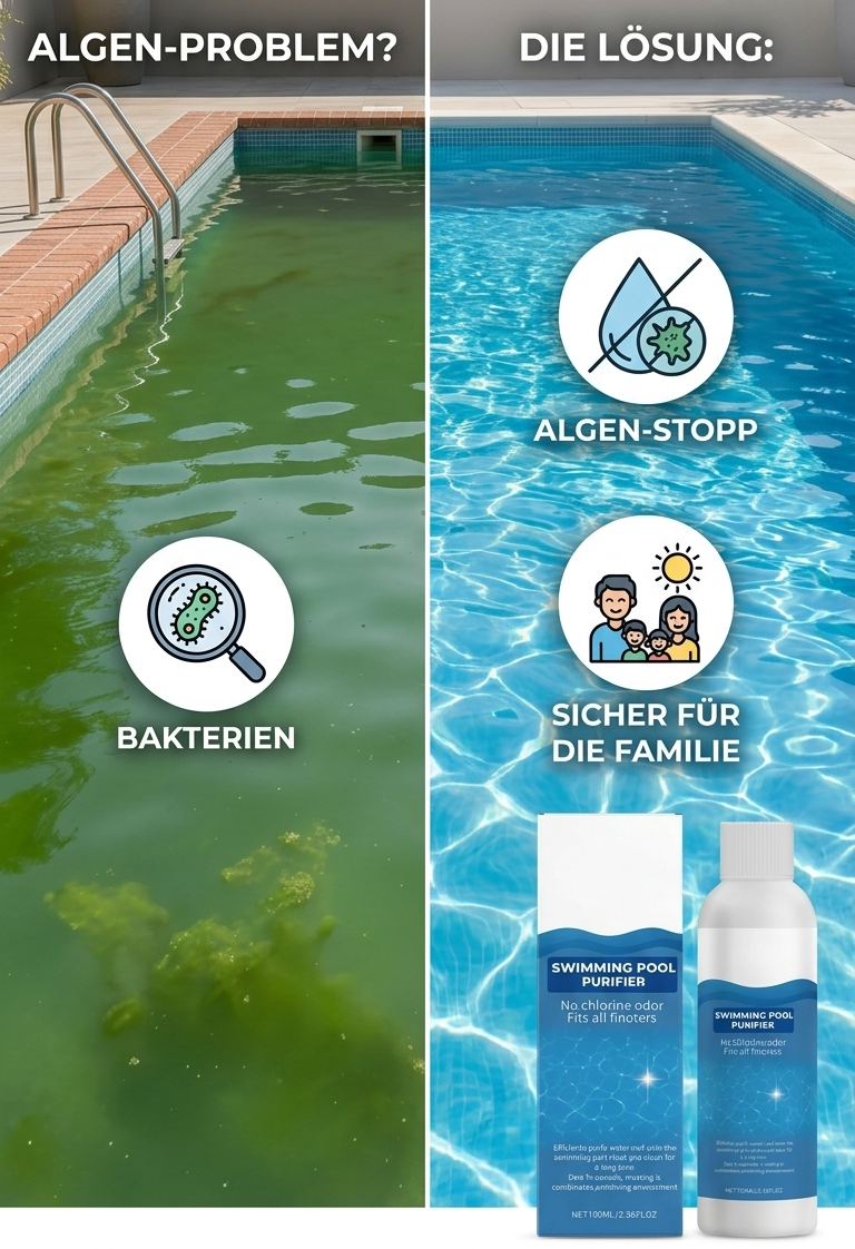 Kristallklarer Pool-Reiniger (100ml) – Hochwirksame Algen- & Bakterienentfernung ohne stechenden Chlorgeruch