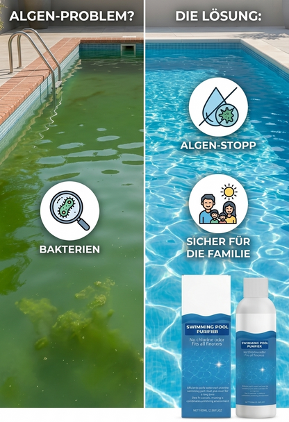Kristallklarer Pool-Reiniger (100ml) – Hochwirksame Algen- & Bakterienentfernung ohne stechenden Chlorgeruch