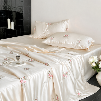 Luxury Cooling Silk Comforter Set