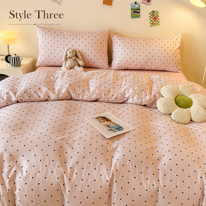 Pink Polka Dot Luxury Silk Bed Set