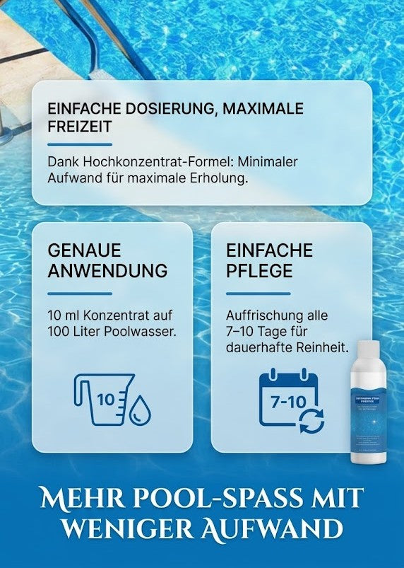 Kristallklarer Pool-Reiniger (100ml) – Hochwirksame Algen- & Bakterienentfernung ohne stechenden Chlorgeruch