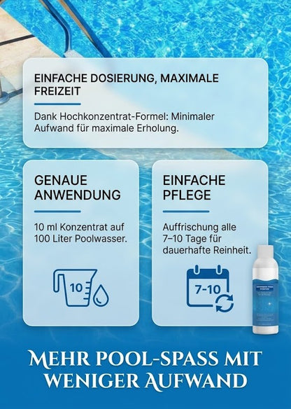 Kristallklarer Pool-Reiniger (100ml) – Hochwirksame Algen- & Bakterienentfernung ohne stechenden Chlorgeruch