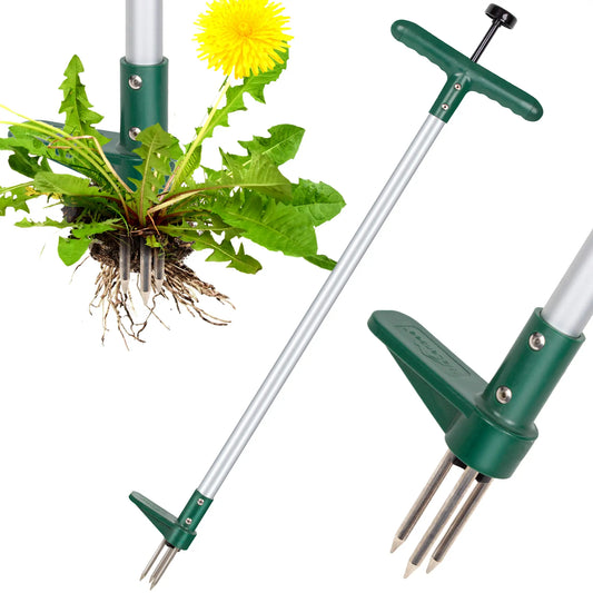 Unkrautstecher mit 3-Krallen-System – Ergonomischer Unkrautzieher aus Edelstahl mit