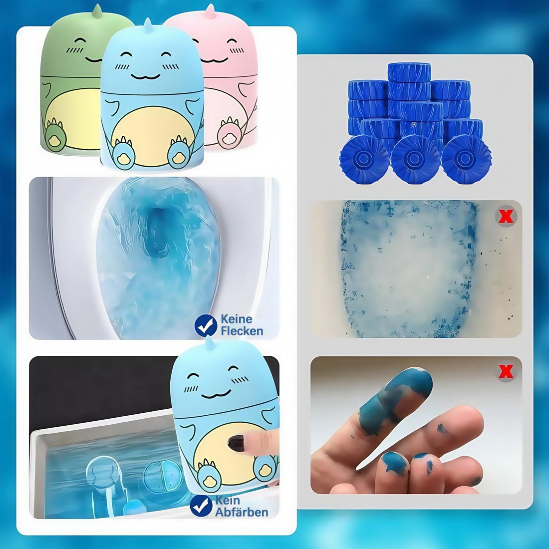WC-Reiniger Tabs – Automatische Reinigung, Entkalkend & Geruchsneutralisierend, Frischer Duft