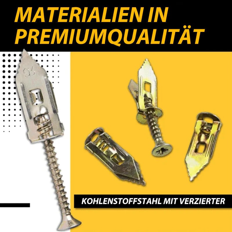 Premium Metall-Gipskartondübel Set – Selbstbohrend & Hochbelastbar bis 30kg | Ohne Bohren für Trockenbau & Gips